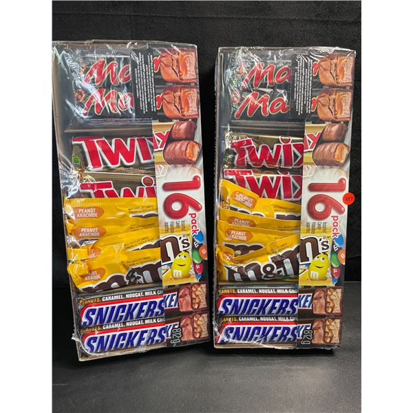 2 Packs of Assorted Chocolate Bars/Candy - 16 Per Pack - Twix - Mars - Snickers - M&M's - New