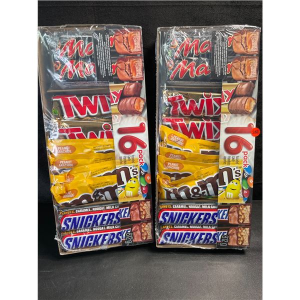 2 Packs of Assorted Chocolate Bars/Candy - 16 Per Pack - Twix - Mars - Snickers - M&M's - New