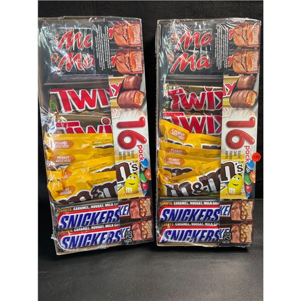 2 Packs of Assorted Chocolate Bars/Candy - 16 Per Pack - Twix - Mars - Snickers - M&M's - New