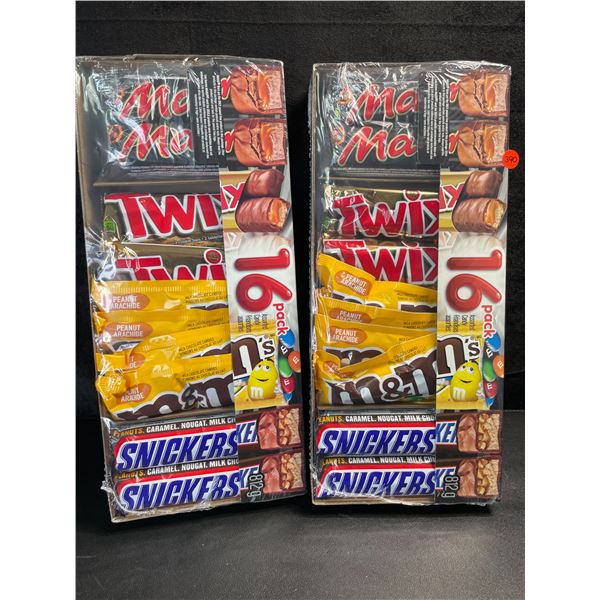 2 Packs of Assorted Chocolate Bars/Candy - 16 Per Pack - Twix - Mars - Snickers - M&M's - New