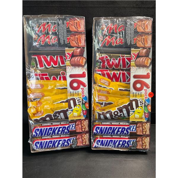 2 Packs of Assorted Chocolate Bars/Candy - 16 Per Pack - Twix - Mars - Snickers - M&M's - New