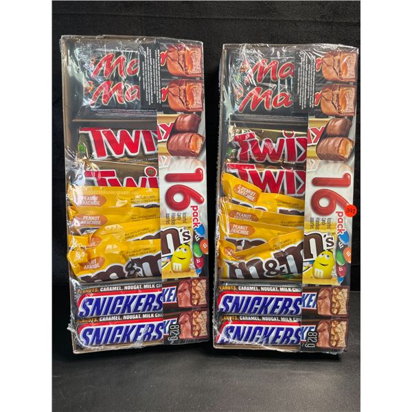 2 Packs of Assorted Chocolate Bars/Candy - 16 Per Pack - Twix - Mars - Snickers - M&M's - New