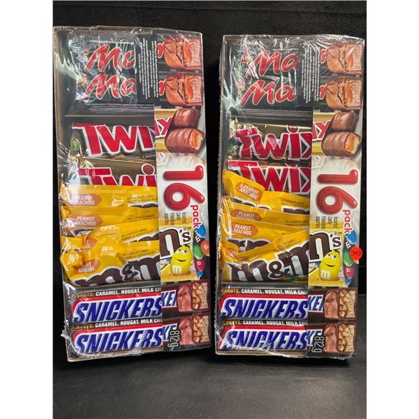 2 Packs of Assorted Chocolate Bars/Candy - 16 Per Pack - Twix - Mars - Snickers - M&M's - New