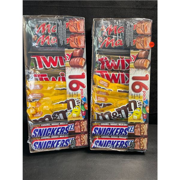 2 Packs of Assorted Chocolate Bars/Candy - 16 Per Pack - Twix - Mars - Snickers - M&M's - New