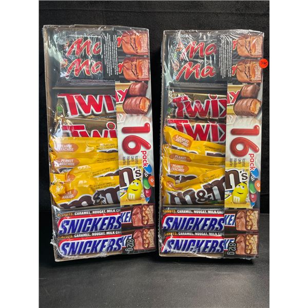 2 Packs of Assorted Chocolate Bars/Candy - 16 Per Pack - Twix - Mars - Snickers - M&M's - New
