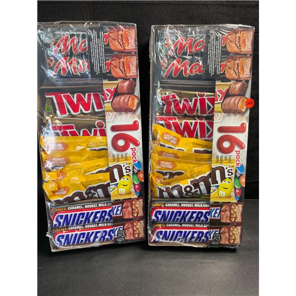 2 Packs of Assorted Chocolate Bars/Candy - 16 Per Pack - Twix - Mars - Snickers - M&M's - New