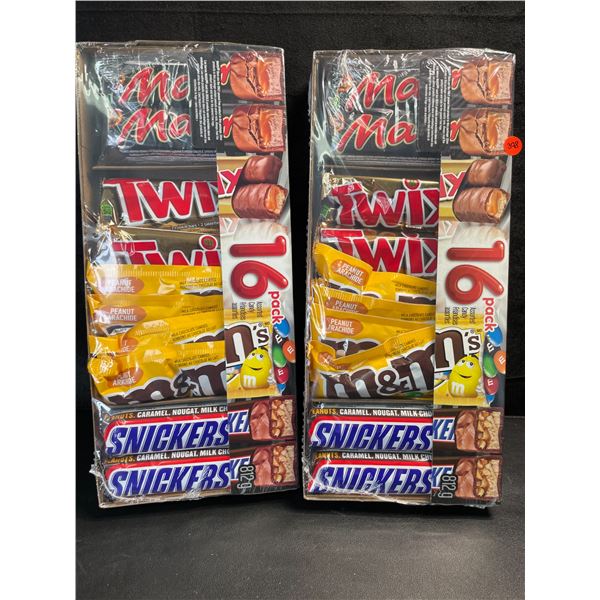2 Packs of Assorted Chocolate Bars/Candy - 16 Per Pack - Twix - Mars - Snickers - M&M's - New
