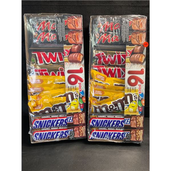 2 Packs of Assorted Chocolate Bars/Candy - 16 Per Pack - Twix - Mars - Snickers - M&M's - New
