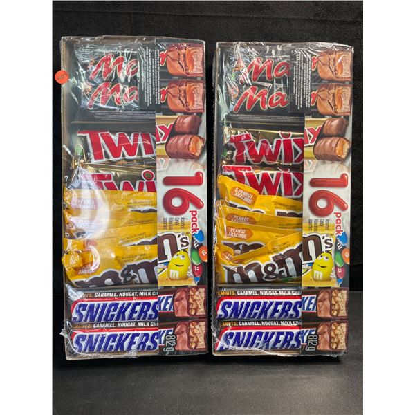 2 Packs of Assorted Chocolate Bars/Candy - 16 Per Pack - Twix - Mars - Snickers - M&M's - New