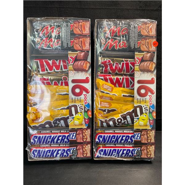 2 Packs of Assorted Chocolate Bars/Candy - 16 Per Pack - Twix - Mars - Snickers - M&M's - New