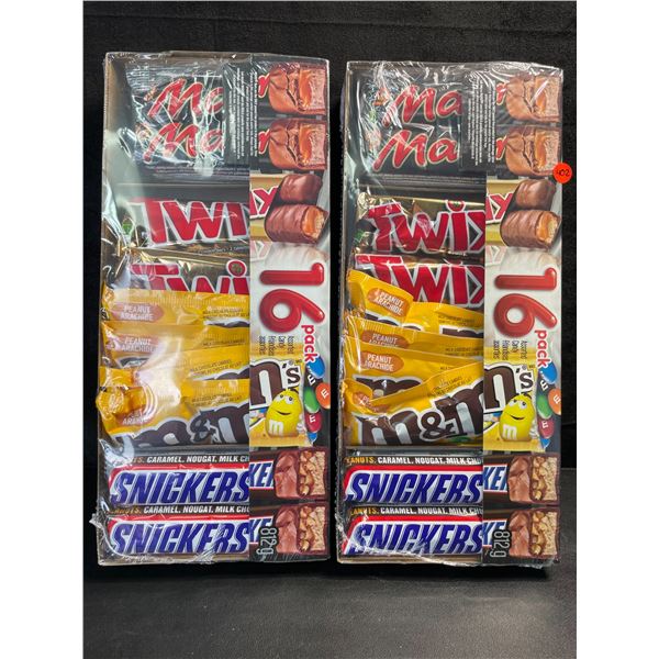 2 Packs of Assorted Chocolate Bars/Candy - 16 Per Pack - Twix - Mars - Snickers - M&M's - New