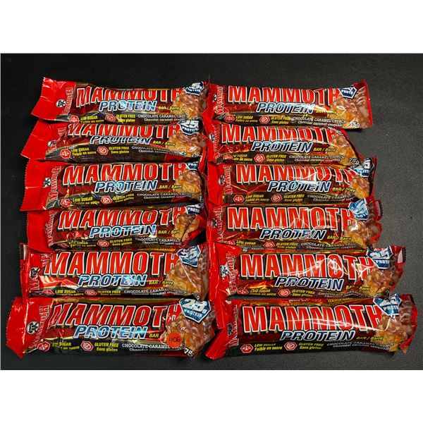 12 Mammoth Protein Bars - Chocolate Caramel Crunch - 75g Each - BB: NOV 18/2025