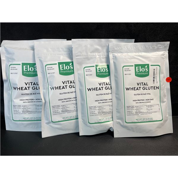 4 Elo's Premium Vital Wheat Gluten - High Protein, Keto/Kosher Friendly - Non GMO - 16oz Each