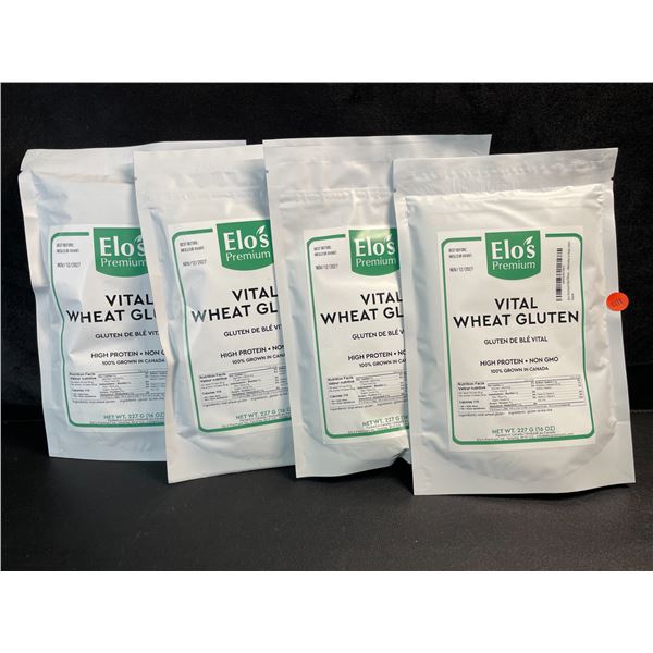 4 Elo's Premium Vital Wheat Gluten - High Protein, Keto/Kosher Friendly - Non GMO - 16oz Each