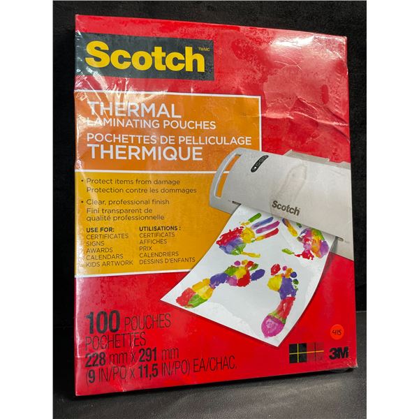 1 Pack of Scotch Thermal Laminating Pouches - 100 Pouches (9in x 11.5in) - New Sealed