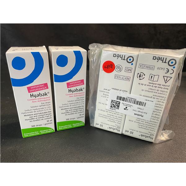 2 Double-Packs of Thea Hyabak Eye Drops (2 x 10ml) - Hyaluronic Acid for Dry Eyes - New