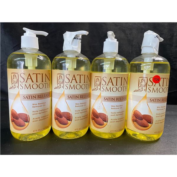 4 Bottles of Satin Smooth Satin Release Wax Residue Remover Oil - 473ml Each - New