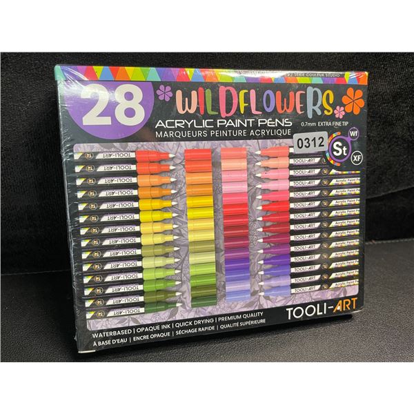 1 Multi-Pack of Tooli Art Acrylic Paint Pens/Paint Markers - Extra Fine Tip - 28 PCS/Colours - New