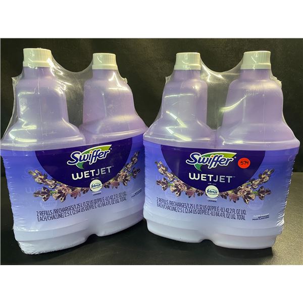 2 Double-Packs of Swiffer WetJet Floor Cleaner Refills - Febreze Lavender (2 x 1.25L Each) - New