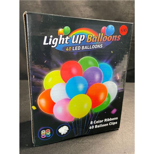 1 Box of LED Light-Up Balloons - 40 LED Balloons - New
