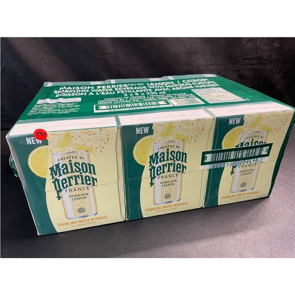 1 Case of Maison Perrier Lemon Sparkling Water Beverages - 24 x 330ml Cans (3 x Packs of 8) - New