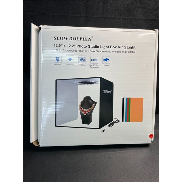 1 Photo Studio Light Box/Ring Light Photo Box Kit - 12.9" x 12.2" Size w/ 6 Colour Backgrounds - New