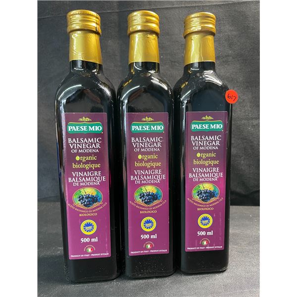 3 Bottles of Paese Mio Organic Balsamic Vinegar Modena - 500ml - Product of Italy - BB: 20/03/2029