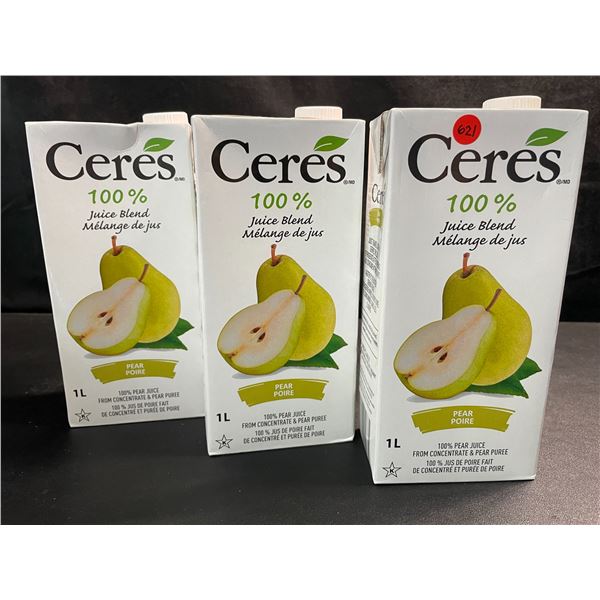 3 Cartons of Ceres Pear 100% Juice Blend - 1L Each - BB: AL 19/2025