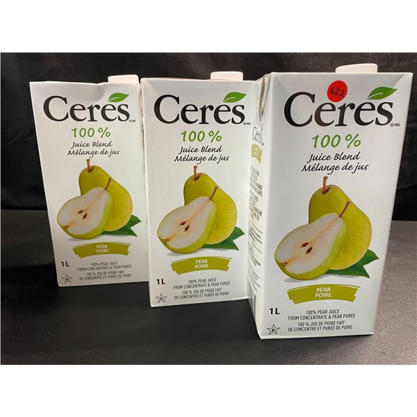 3 Cartons of Ceres Pear 100% Juice Blend - 1L Each - BB: AL 19/2025