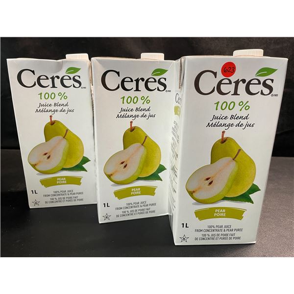 3 Cartons of Ceres Pear 100% Juice Blend - 1L Each - BB: AL 19/2025