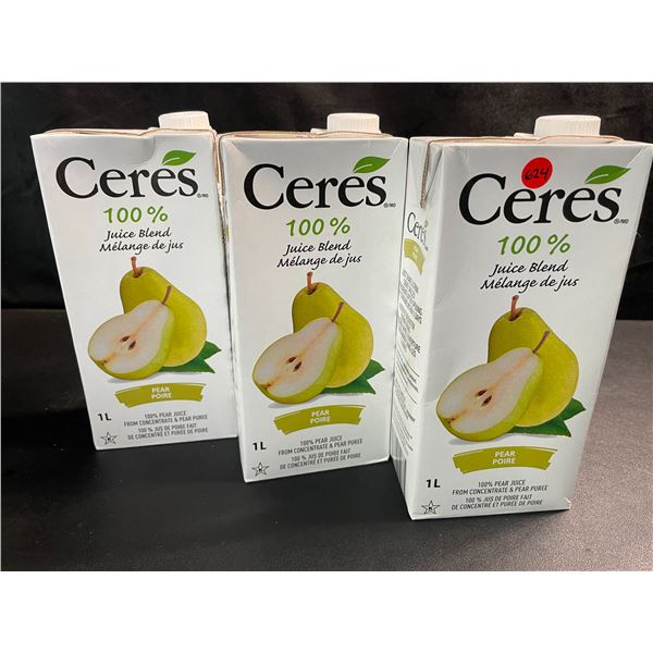 3 Cartons of Ceres Pear 100% Juice Blend - 1L Each - BB: AL 19/2025