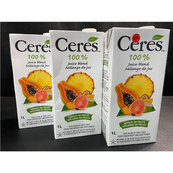 3 Cartons of Ceres Medley of Fruits 100% Juice Blend - 1L Each - BB: MA 05/2025