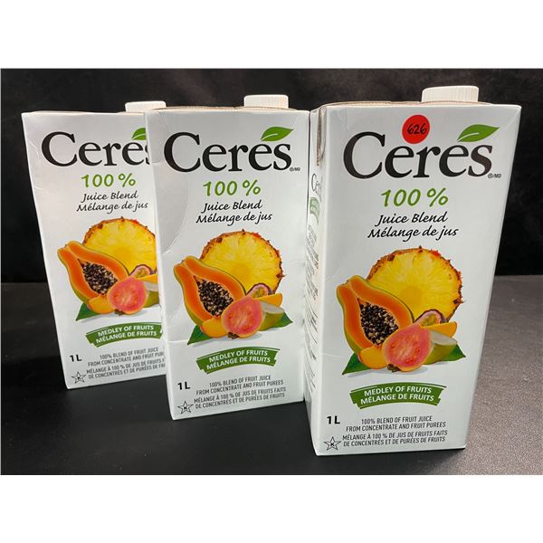 3 Cartons of Ceres Medley of Fruits 100% Juice Blend - 1L Each - BB: MA 05/2025