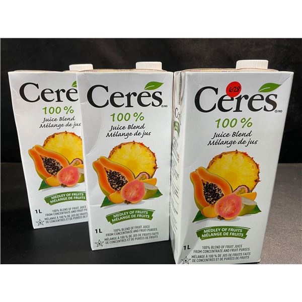 3 Cartons of Ceres Medley of Fruits 100% Juice Blend - 1L Each - BB: MA 05/2025