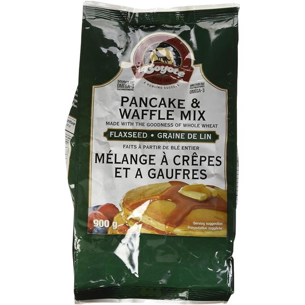 4 Bags of Coyote Brand Flaxseed Pancake & Waffle Mix - 900G - BB: DEC 12/2025