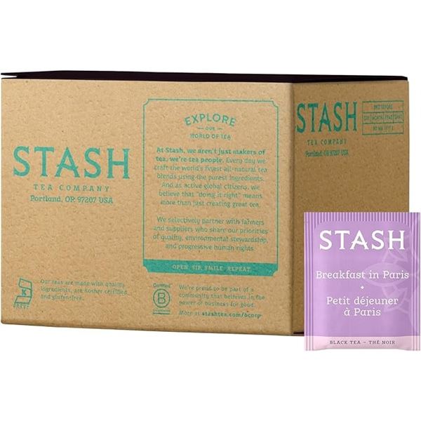 1 Box of Stash Tea Company Breakfast in Paris Black Tea Bags - 100 Count - New (BB: 02/2027)