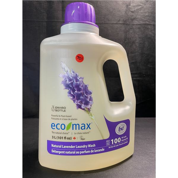 1 Jug of Eco Max Powerful & Plant-Based Natural Lavender Laundry Wash - 3L/100 Loads - New