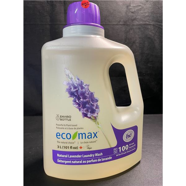 1 Jug of Eco Max Powerful & Plant-Based Natural Lavender Laundry Wash - 3L/100 Loads - New