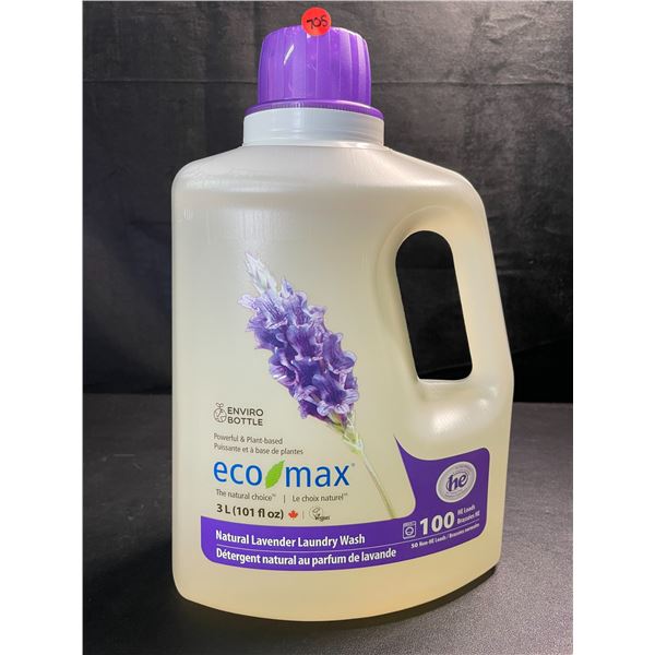 1 Jug of Eco Max Powerful & Plant-Based Natural Lavender Laundry Wash - 3L/100 Loads - New