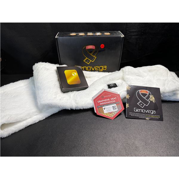 1 Genovega Plush White Heated Scarf with Battery - New