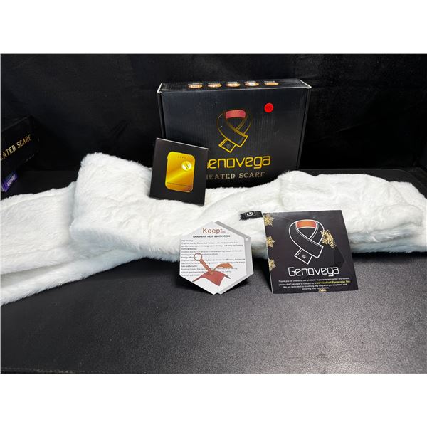 1 Genovega Plush White Heated Scarf with Battery - New
