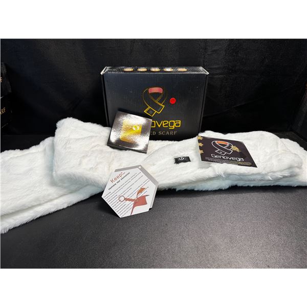 1 Genovega Plush White Heated Scarf with Battery - New