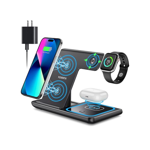 1 3-in-1 Foldable Wireless Charger for Android/Apple Products - New
