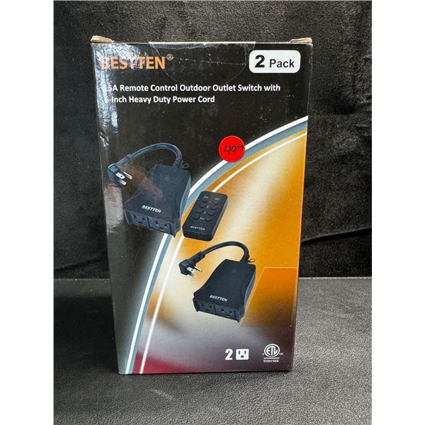 1 2-Pack of Bestten 15A Remote Control Outdoor Power Outlet Switch with Heavy Duty Cord