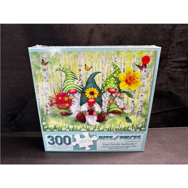1 Bits and Pieces Puzzle Authority 300PCS Large Tile Spring Gnomes Puzzle - New