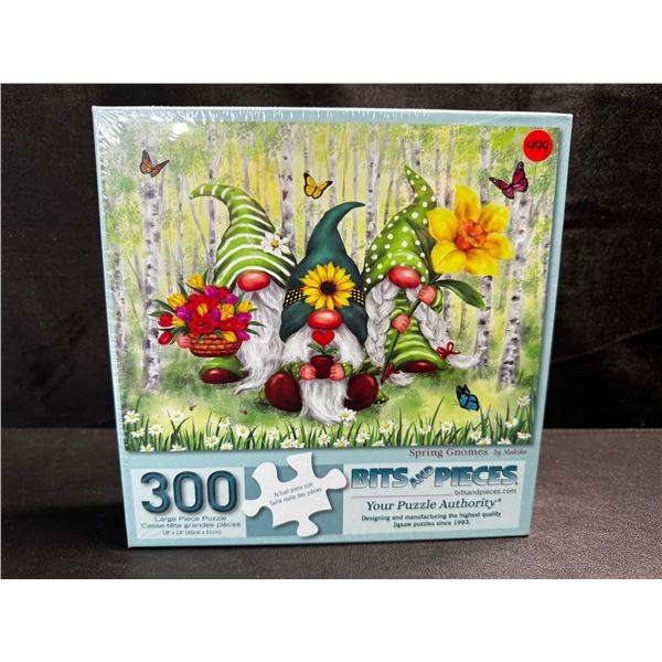 1 Bits and Pieces Puzzle Authority 300PCS Large Tile Spring Gnomes Puzzle - New