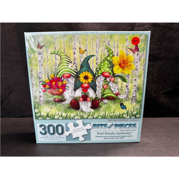 1 Bits and Pieces Puzzle Authority 300PCS Large Tile Spring Gnomes Puzzle - New