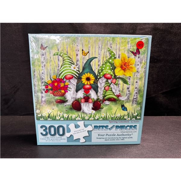 1 Bits and Pieces Puzzle Authority 300PCS Large Tile Spring Gnomes Puzzle - New