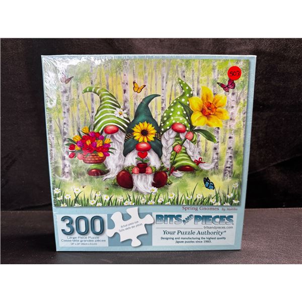 1 Bits and Pieces Puzzle Authority 300PCS Large Tile Spring Gnomes Puzzle - New