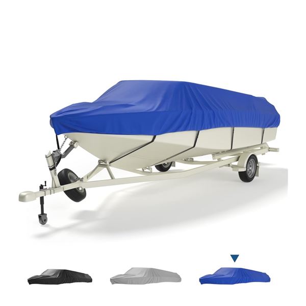 1 Kemimoto Boat Cover 17-19ft Heavy Duty UV Waterproof - Blue - New